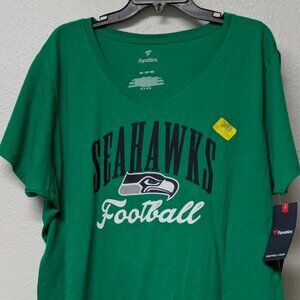Women's Seattle Seahawks Team Victory Script V-neck NFL Football Tee Shirt - 3XL